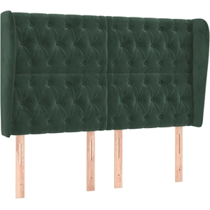 vidaXL Tête de lit avec oreilles Vert foncé 147x23x78/88 cm Velours pas cher