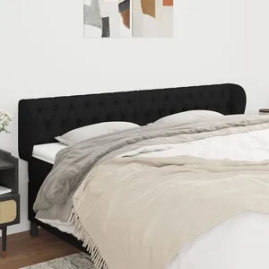 vidaXL Tête de lit avec oreilles Noir 183x23x78/88 cm Tissu pas cher