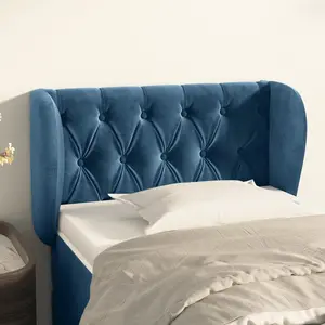 vidaXL Tête de lit avec oreilles Bleu foncé 83x23x78/88 cm Velours pas cher