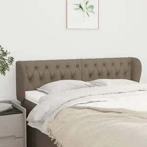 vidaXL Tête de lit avec oreilles Taupe 147x23x78/88 cm Tissu pas cher