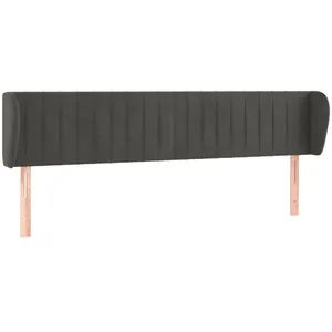 vidaXL Tête de lit avec oreilles Gris foncé 203x23x78/88 cm Velours pas cher