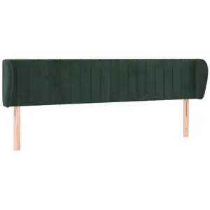 vidaXL Tête de lit avec oreilles Vert foncé 203x23x78/88 cm Velours pas cher