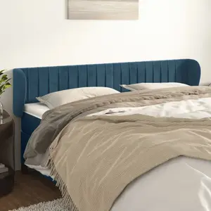 vidaXL Tête de lit avec oreilles Bleu foncé 183x23x78/88 cm Velours pas cher
