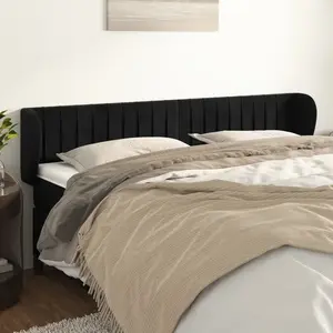 vidaXL Tête de lit avec oreilles Noir 163x23x78/88 cm Velours pas cher