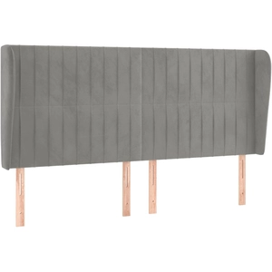 vidaXL Tête de lit avec oreilles Gris clair 183x23x78/88 cm Velours pas cher