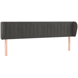 vidaXL Tête de lit avec oreilles Gris foncé 183x23x78/88 cm Velours pas cher