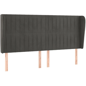 vidaXL Tête de lit avec oreilles Gris foncé 163x23x78/88 cm Velours pas cher