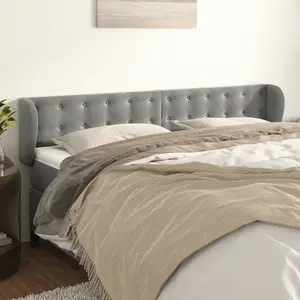 vidaXL Tête de lit avec oreilles Gris clair 163x23x78/88 cm Velours pas cher