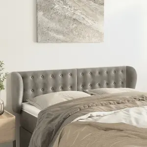 vidaXL Tête de lit avec oreilles Gris clair 147x23x78/88 cm Velours pas cher