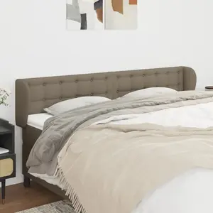 vidaXL Tête de lit avec oreilles Taupe 183x23x78/88 cm Tissu pas cher
