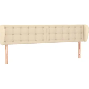 vidaXL Tête de lit avec oreilles Crème 203x23x78/88 cm Tissu pas cher