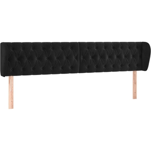 vidaXL Tête de lit avec oreilles Noir 203x23x78/88 cm Velours pas cher