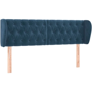 vidaXL Tête de lit avec oreilles Bleu foncé 163x23x78/88 cm Velours pas cher