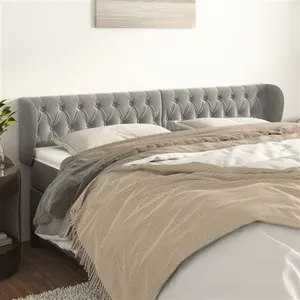 vidaXL Tête de lit avec oreilles Gris clair 183x23x78/88 cm Velours pas cher