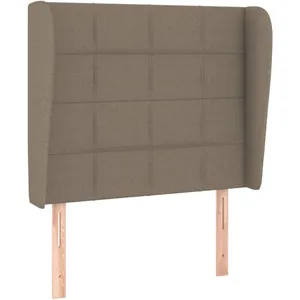 vidaXL Tête de lit avec oreilles Taupe 83x23x118/128 cm Tissu pas cher