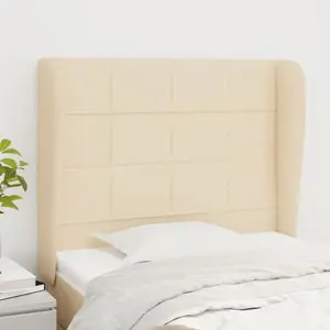 vidaXL Tête de lit avec oreilles Crème 83x23x118/128 cm Tissu pas cher