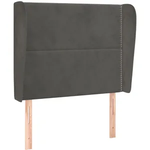 vidaXL Tête de lit avec oreilles Gris foncé 103x23x118/128 cm Velours pas cher