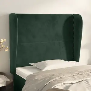 vidaXL Tête de lit avec oreilles Vert foncé 103x23x118/128 cm Velours pas cher
