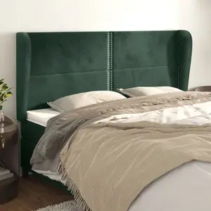 vidaXL Tête de lit avec oreilles Vert foncé 183x23x118/128 cm Velours pas cher