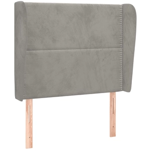 vidaXL Tête de lit avec oreilles Gris clair 203x23x118/128 cm Velours pas cher