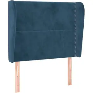 vidaXL Tête de lit avec oreilles Bleu foncé 83x23x118/128 cm Velours pas cher
