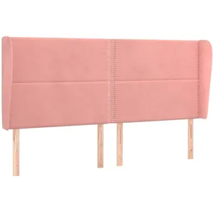 vidaXL Tête de lit avec oreilles Rose 203x23x118/128 cm Velours pas cher