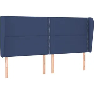 vidaXL Tête de lit avec oreilles Bleu 183x23x118/128 cm Tissu pas cher