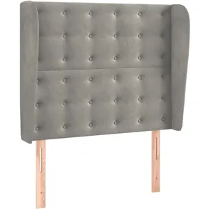 vidaXL Tête de lit avec oreilles Gris clair 93x23x118/128 cm Velours pas cher
