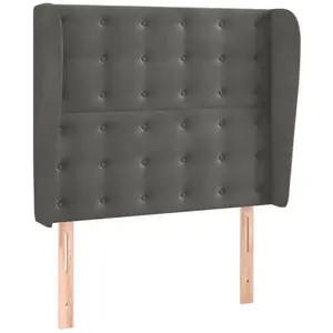 vidaXL Tête de lit avec oreilles Gris foncé 83x23x118/128 cm Velours pas cher