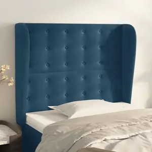 vidaXL Tête de lit avec oreilles Bleu foncé 83x23x118/128 cm Velours pas cher