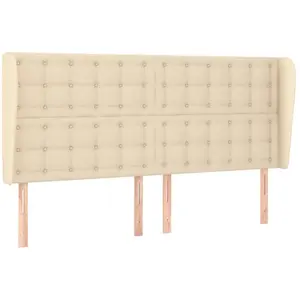 vidaXL Tête de lit avec oreilles Crème 163x23x118/128 cm Tissu