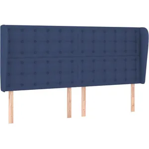 vidaXL Tête de lit avec oreilles Bleu 163x23x118/128 cm Tissu pas cher