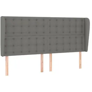 vidaXL Tête de lit avec oreilles Gris foncé 163x23x118/128 cm Tissu pas cher