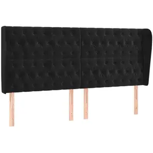 Comparateur de prix : vidaXL Tête de lit avec oreilles Noir 203x23x118/128 cm Velours
