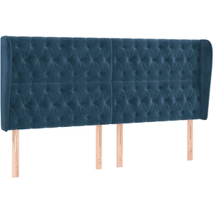 vidaXL Tête de lit avec oreilles Bleu foncé 183x23x118/128 cm Velours pas cher