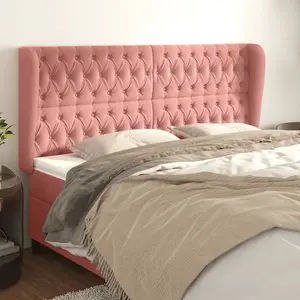 vidaXL Tête de lit avec oreilles Rose 183x23x118/128 cm Velours