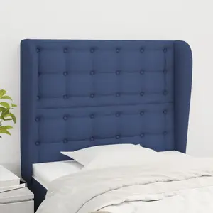 vidaXL Tête de lit avec oreilles Bleu 93x23x118/128 cm Tissu pas cher