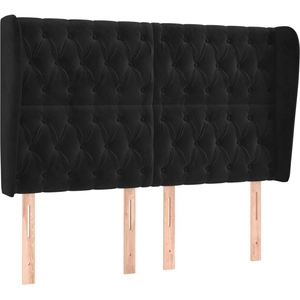 vidaXL Tête de lit avec oreilles Noir 163x23x118/128 cm Velours