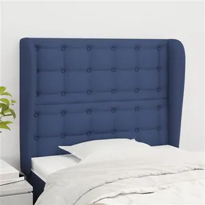 vidaXL Tête de lit avec oreilles Bleu 103x23x118/128 cm Tissu pas cher