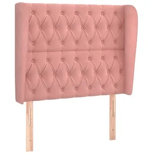 vidaXL Tête de lit avec oreilles Rose 103x23x118/128 cm Velours pas cher