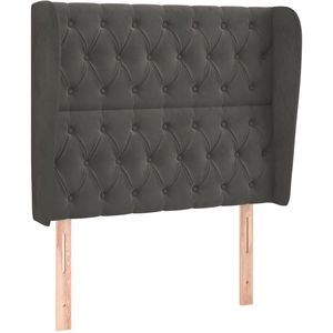 vidaXL Tête de lit avec oreilles Gris foncé 147x23x118/128 cm Velours pas cher