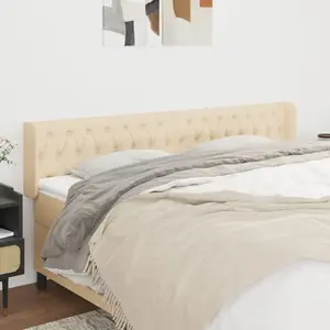vidaXL Tête de lit avec oreilles Crème 203x16x78/88 cm Tissu pas cher