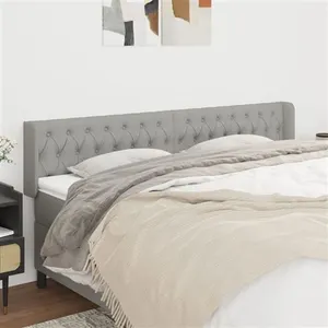 vidaXL Tête de lit avec oreilles Gris clair 183x16x78/88 cm Tissu pas cher
