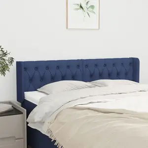 vidaXL Tête de lit avec oreilles Bleu 163x16x78/88 cm Tissu pas cher