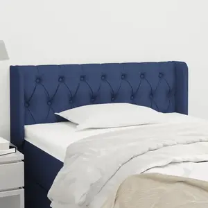vidaXL Tête de lit avec oreilles Bleu 103x16x78/88 cm Tissu pas cher