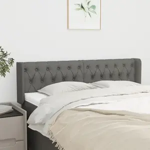 vidaXL Tête de lit avec oreilles Gris foncé 147x16x78/88 cm Tissu pas cher