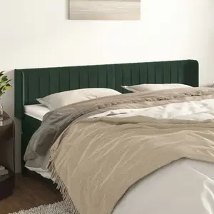 vidaXL Tête de lit avec oreilles Vert foncé 163x16x78/88 cm Velours pas cher