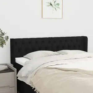 vidaXL Tête de lit avec oreilles Noir 163x16x78/88 cm Tissu pas cher