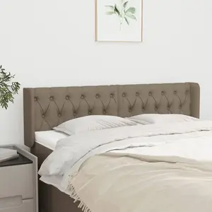 vidaXL Tête de lit avec oreilles Taupe 147x16x78/88 cm Tissu pas cher