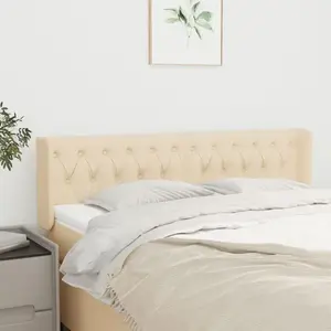 vidaXL Tête de lit avec oreilles Crème 163x16x78/88 cm Tissu pas cher